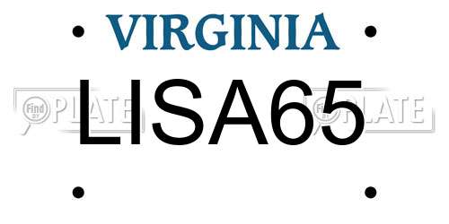 LISA65 Virginia License Plate