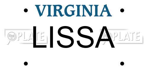 LISSA Virginia License Plate