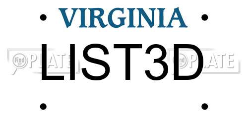LIST3D Virginia License Plate