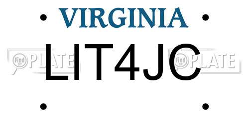 LIT4JC Virginia License Plate