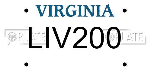 LIV200 Virginia License Plate