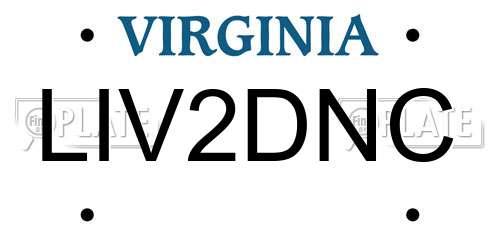 LIV2DNC Virginia License Plate