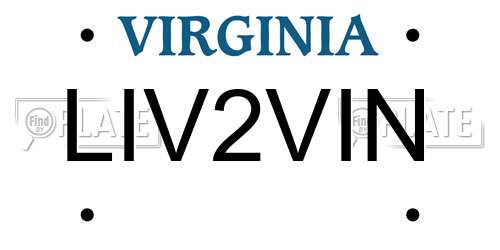 LIV2VIN Virginia License Plate