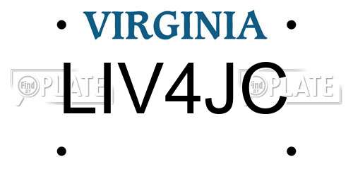 LIV4JC Virginia License Plate