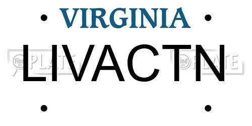 LIVACTN Virginia License Plate