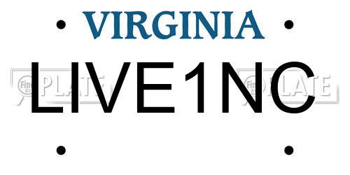 LIVE1NC Virginia License Plate