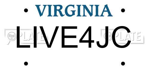 LIVE4JC Virginia License Plate