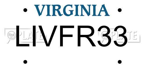 LIVFR33 Virginia License Plate