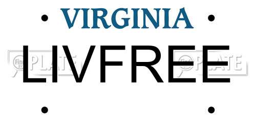 LIVFREE Virginia License Plate