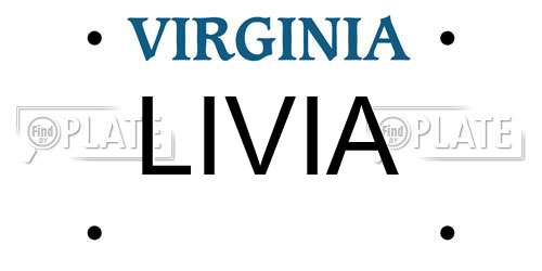LIVIA Virginia License Plate