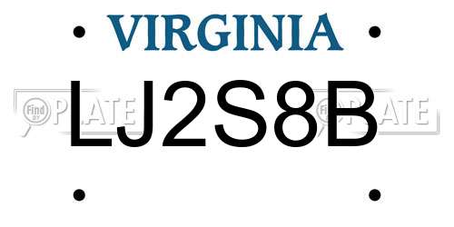 LJ2S8B Virginia License Plate