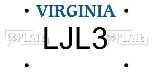 LJL3 Virginia License Plate