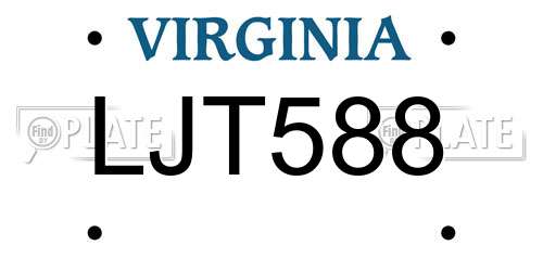 LJT588 Virginia License Plate