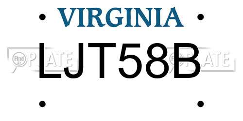 LJT58B Virginia License Plate