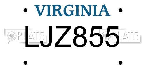 LJZ855 Virginia License Plate