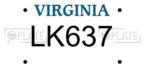 LK637 Virginia License Plate