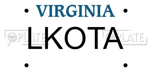 LKOTA Virginia License Plate