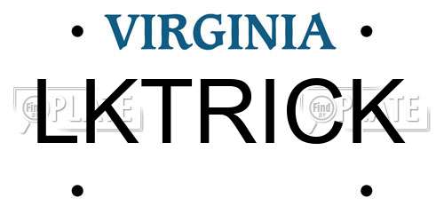 LKTRICK Virginia License Plate
