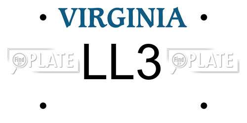 LL3 Virginia License Plate