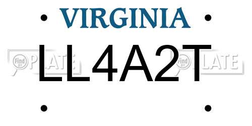 LL4A2T Virginia License Plate