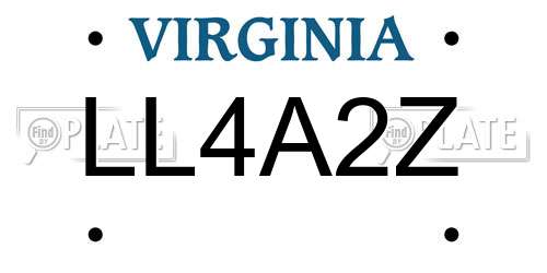 LL4A2Z Virginia License Plate