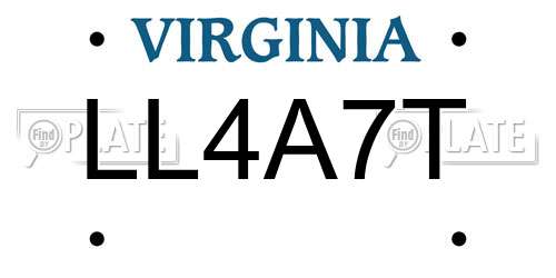 LL4A7T Virginia License Plate