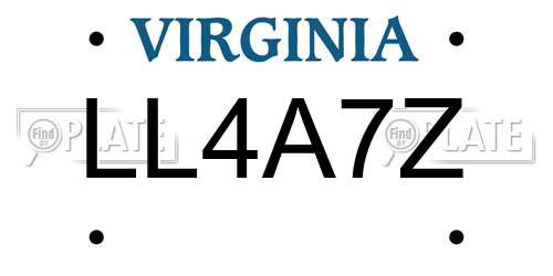 LL4A7Z Virginia License Plate