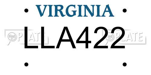 LLA422 Virginia License Plate