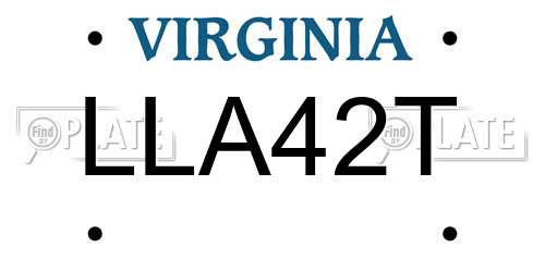 LLA42T Virginia License Plate