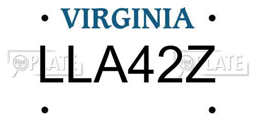 LLA42Z Virginia License Plate