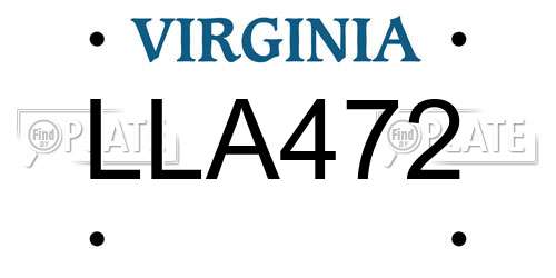 LLA472 Virginia License Plate