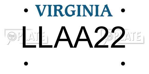 LLAA22 Virginia License Plate