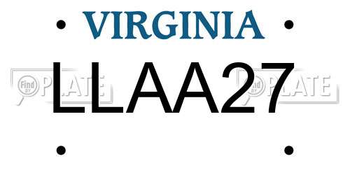 LLAA27 Virginia License Plate