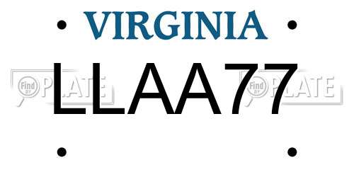 LLAA77 Virginia License Plate