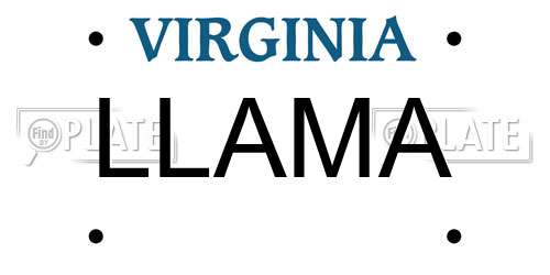 LLAMA Virginia License Plate