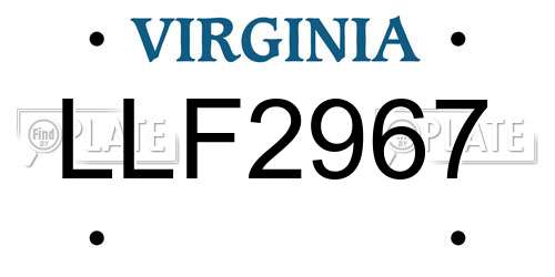 LLF2967 Virginia License Plate