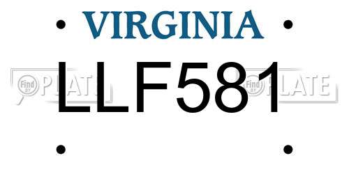 LLF581 Virginia License Plate