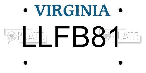 LLFB81 Virginia License Plate