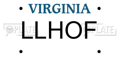 LLHOF Virginia License Plate