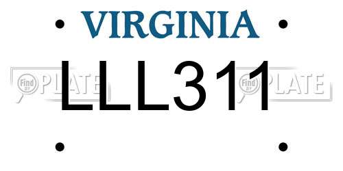 LLL311 Virginia License Plate