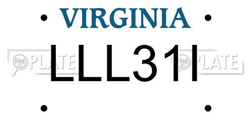 LLL31I Virginia License Plate
