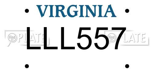LLL557 Virginia License Plate