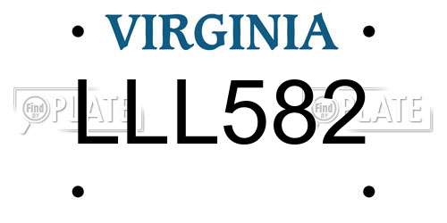 LLL582 Virginia License Plate