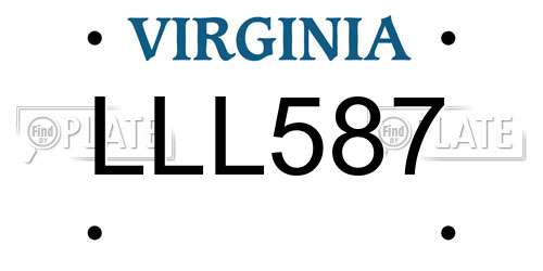 LLL587 Virginia License Plate