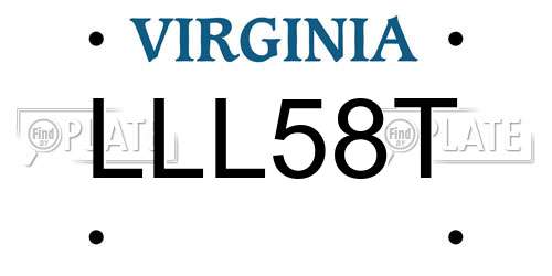 LLL58T Virginia License Plate