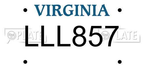 LLL857 Virginia License Plate