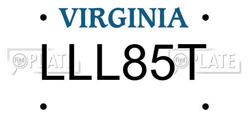 LLL85T Virginia License Plate