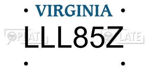 LLL85Z Virginia License Plate