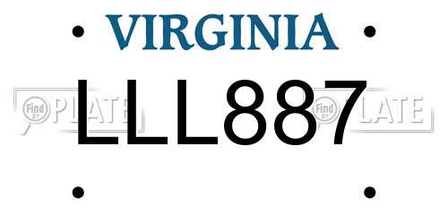 LLL887 Virginia License Plate