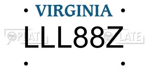 LLL88Z Virginia License Plate